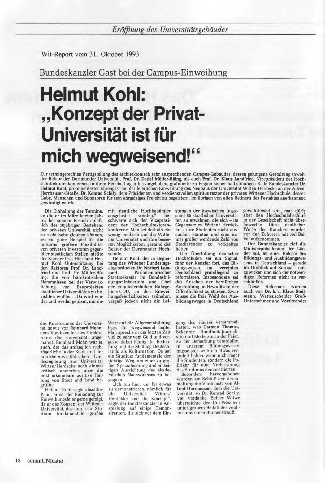 Universitaet Witten-Herdecke Dokumentation zur Eroeffnung_Seite_15